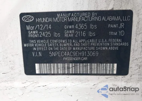 2014 Hyundai Sonata Limited из США, поврежденный, VIN 5NPEC4AC9EH913069